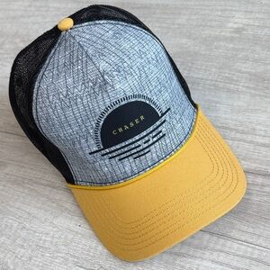 Prana Chaser Mustard Yellow Grey Black Mesh Adjustable Trucker Hat